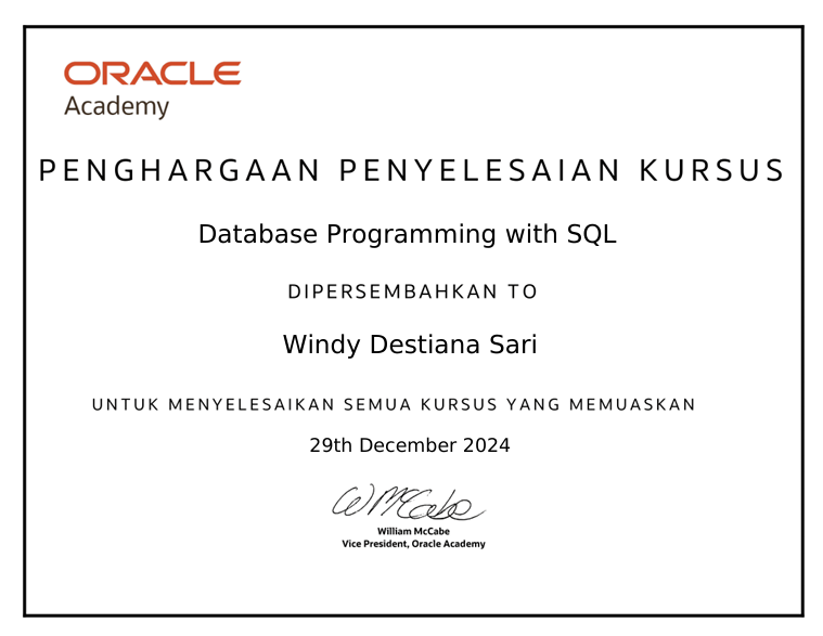 Database Programming with SQL
